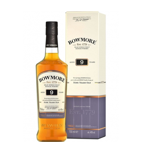 Garrafa de Bowmore 9 Anos com estojo