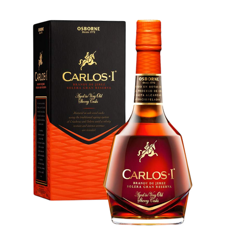 Garrafa de Brandy Carlos I Solera Gran Reserva com estojo