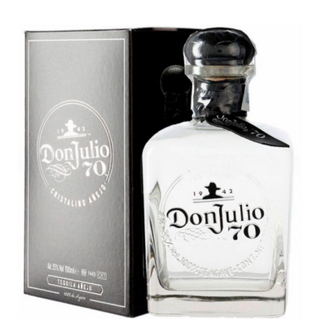 Garrafa de Don Julio 70 cristalino com estojo
