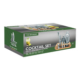 Conjunto de coquetel com base de bambu em aço inoxidável