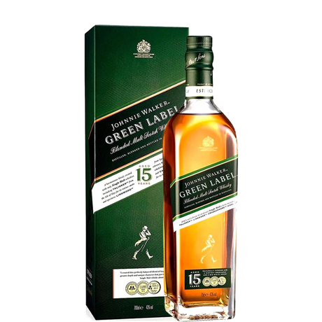 Garrafa de Johnnie Walker Green Label com estojo